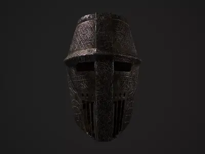 Medieval Crusader Knight Helmet Free low-poly 3D model