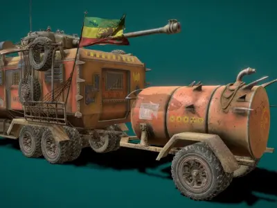SteamPunk Truck Low-poly 3D model