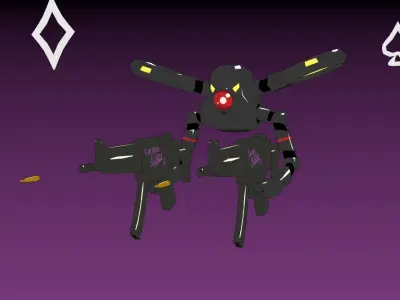 Machinegun Drone Low-poly 3D model