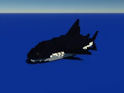 Voxel Shark Low-poly 3D model