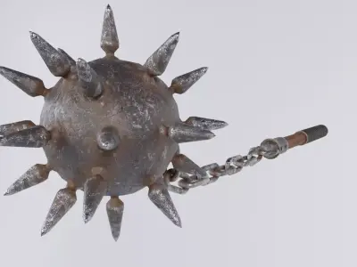 Flail spiked ball with spikes Low-poly 3D model