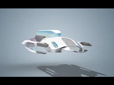 Simplistic Flying Vehicle 16 Low-poly 3D model