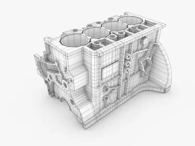 Generic 4-Cylinder Engine Block 3D model