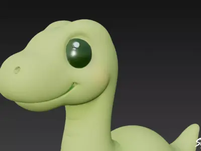 Cartoon Plush Brachiosaurus Low-poly 3D model