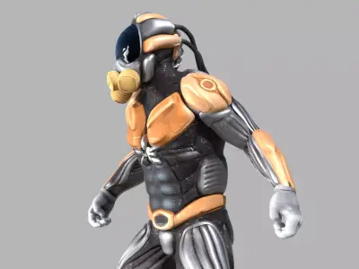 Sci fi warrior Low-poly 3D model