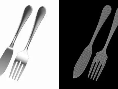 Fish Knife and Fork Generic Cutlery 3D model