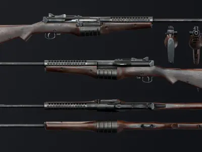 PBR M1941 Johnson Rifle Low-poly 3D model