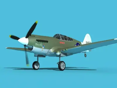 Curtiss P-40B Warhawk V14 USAAF 3D model