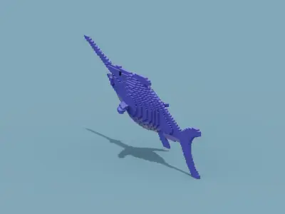 Voxel Swordfish Low-poly 3D model