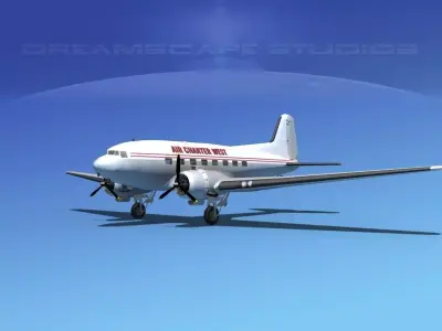 Douglas DC-3 Air Charter 3D model