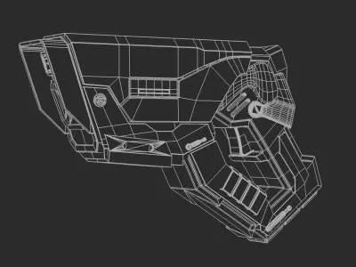 Sci-Fi Energy Pistol Futuristic Game Ready Weapon 3D model
