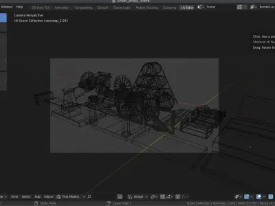 medieval street market Low-poly 3D model