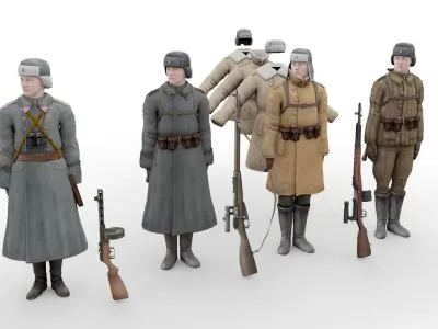 infantry USSR  Low-poly 3D model