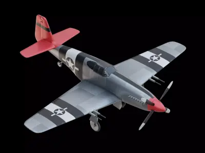 P51B Mustang Fighter Aircraft Low-poly 3D model