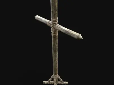 CHRIST CROSS BIBLICAL JESUS GOD SYMBOL WOODEN TORMENT DEVICE Low-poly 3D model