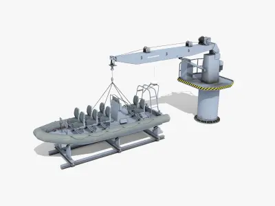 RHIB with Davit 3D model