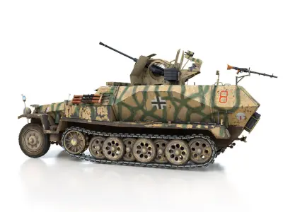 SDKFZ 251 Ausf C - Hanomag AA- vehicle - 8 3D model