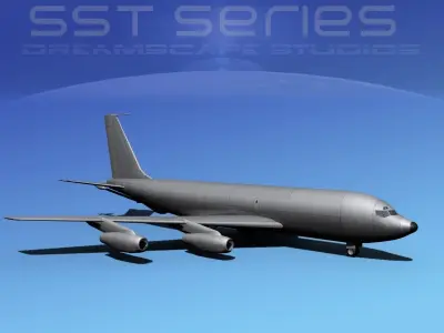 Boeing KC-135-E Stratotanker Bare Metal Low-poly 3D model