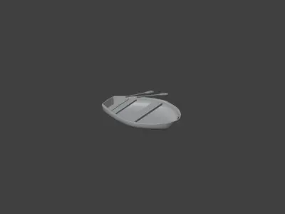 Wooden boat Low-poly 3D model