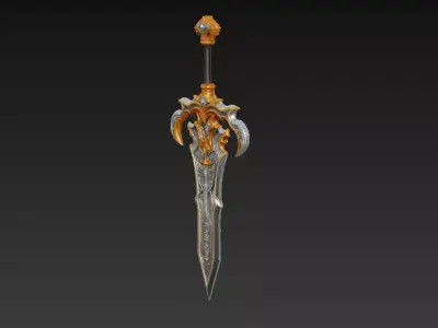 Regal Ornate Fantasy Sword - Low Poly Stylized 3D Weapon Low-poly 3D model