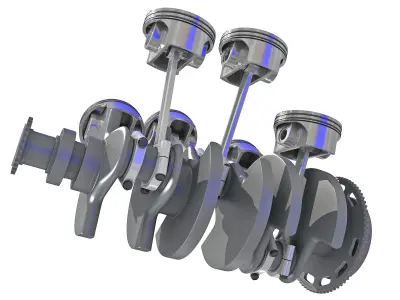 Animated V6 Engine Cylinders 3D model