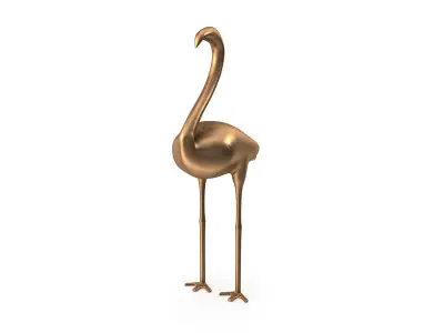 Flamingo PBR golden Low-poly 3D model