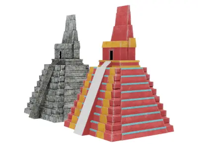 Mayan Pyramid Temple I of Tikal Low-poly 3D model
