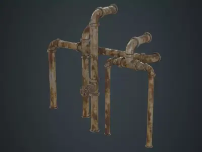 Industrial Pipes 2D Low-poly 3D model