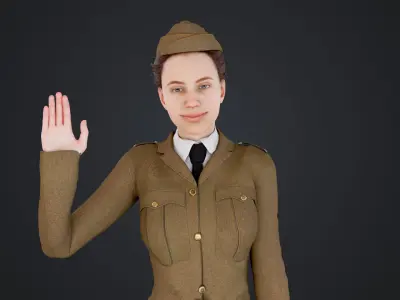 World War II female soldiers Low-poly 3D model