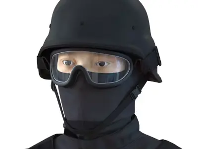 SWAT Man Asian Rigged for Cinema 4D 3D model