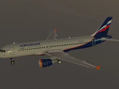 Aeroflot airbus a320-214 low poly 3D Model Low-poly 3D model