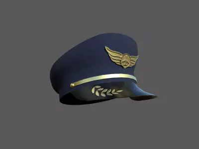 Captain pilot hat Low-poly 3D model