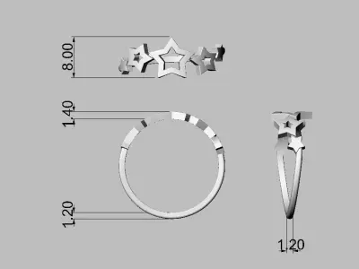 Stars Ring 3D print model