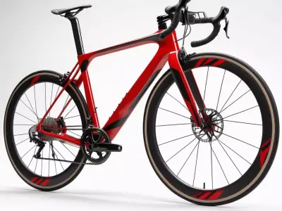 Carbon Fiber Bicycle Frame Red Scratches 3D model