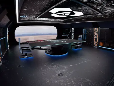Sci-Fi Cybernetic Command Center Futuristic Holographic Briefing Low-poly 3D model