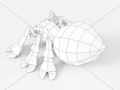 Spider 3d model polygonal with eyes Low-poly 3D model
