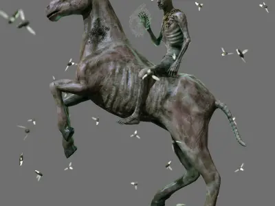Zombie Horse and Rider Low-poly 3D model