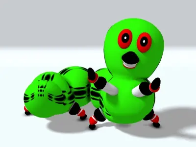 Toon Inch Worm RIGGED Free low-poly 3D model
