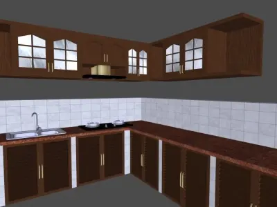 Kitchen Furniture included Texture Low-poly 3D model