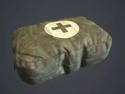 Camouflage First Aid Kit PBR Game Ready Low-poly 3D model
