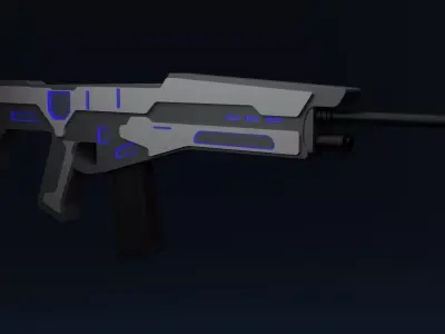 Game Ready Stylised Rigged Sci-Fi Rifle Low-poly 3D model