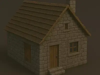 Rustic Stone Village House 3D Model 3D model