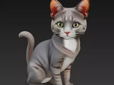 Cat Realistic 3D Model Basic - Low Poly Realistic Low-poly 3D model