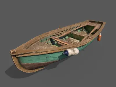 Painted Wooden Boat 3D model