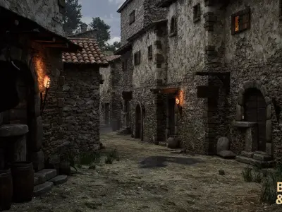 Medieval Italian Village Environment Low-poly 3D model