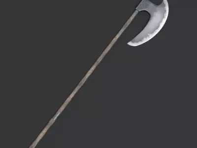 Medieval Two Handed Battle Axe Low-poly 3D model