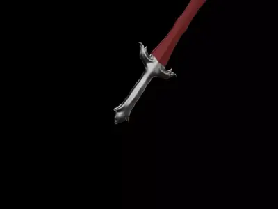 Red Blade Fantasy Sword 3D model