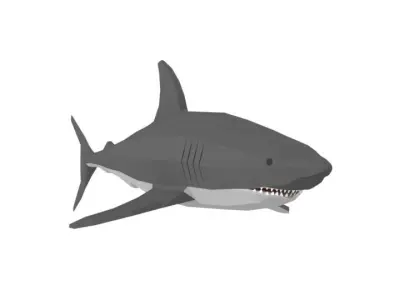 Low Poly Cartoon Shark Low-poly 3D model