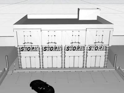 Commercial residential building Low-poly 3D model