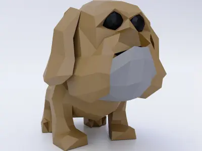 Bulldog puppy toon 3d model  Low-poly 3D model